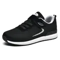 Lightweight black fly-knit walking sneakers for men and women with breathable mesh mesh upper - 38 / Black Men's Style