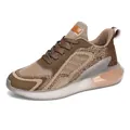 Professional men's brown breathable mesh running shoes with thick cushioned popcorn sole - 40 / Brown (8801)