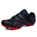 Professional black and red mountain bike cycling shoes with rotating buckle and mesh. - 39 / MTB Lock (QX2003-1) / Black Red