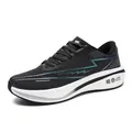 Breathable mesh running shoes for men and women featuring a black and white design - 36 / Black