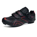Chaussures de cyclisme professionnelles QX2003 noires avec accents rouges et boucle - 39 / Type de Cale de Route (QX2003-2) / Noir Rouge