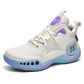Breathable mesh low-top basketball shoes with velcro strap and non-slip training sole - 35 / Beige