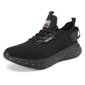 Men's breathable black mesh running sneakers with lightweight flying woven low-top design - 40 / Black