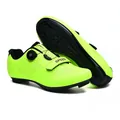 Fluorescent green cycling shoes with rotary buckle and breathable upper for road biking - 36 / Road Cleat Style / Green