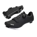 Zapatillas de ciclismo negras profesionales con cierre de hebilla giratoria y parte superior - 36 / 168 Letras Negras Bloqueo de Carretera