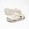 Bequeme beige Garten-Clogs mit rosa Camouflage-Rand und schwenkbarem Fersenriemen - Damen Weiß-Rosa