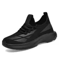 Leichte schwarze Mesh-Laufschuhe für Herren mit Plateausohle und Höhensteigerung - 37 / Schwarz