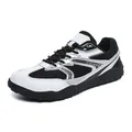 Breathable mesh outdoor hiking shoes with wide toe box in classic white and black - 36 / Black Silver