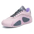 Pink and grey low top basketball shoes with breathable mesh and anti-slip rubber sole - 36 / Pink