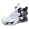 Men's stylish high-top basketball shoes with graffiti patterns and non-slip rubber soles - 35 / White Black Single Lining