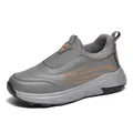 Grey slip-on walking shoes for elderly with warm fur lining and faux leather upper - 38 / Grey Fleece-lined