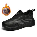 Winter black leather walking shoe for seniors with warm fleece lining and slip-on design - 35 / Unisex Black (Fleece Lined)
