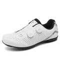 White professional cycling shoes with double rotating buckle closure for road and MTB. - 36 / White Without Lock