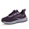Breathable purple fly-knit mesh walking shoes for men featuring a quick-lace system - 35 / Dark Purple