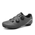 Professional grey cycling shoes with dual rotary buckles for mountain or road bikes. - 36 / Gray Without Lock
