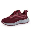 Men's burgundy breathable flyknit walking shoes with a comfortable grey rubber sole - 35 / Burgundy