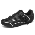 Professional unisex black cycling shoes with Velcro straps and adjustable buckle closure - 36 / Without Lock / Black