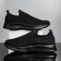 Black breathable knitted slip-on socks sneakers for men and women, athletic running shoes - 35 / All Black