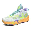 Vibrant multi-color breathable mesh basketball shoes with non-slip sole and low-top design - 36 / White Moon