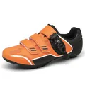 Professional orange and black cycling shoes with adjustable ratchet buckle and straps - 36 / MTB Cleat Style / Orange