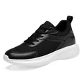 Lightweight black breathable mesh running shoes for men with thick white elevator sole - 35 / 6cm Height Increasing / Black