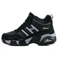 Black low-top athletic sneaker with air cushion sole and durable leather upper - 35 / Fleece Lined Style / Black and Gray