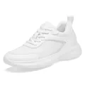 Men's lightweight all-white mesh running shoes with 10cm internal heightening, side view - 35 / 6cm Height Increasing / White