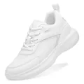 All-white mesh athletic running shoes with 10cm height increasing thick sole - 35 / 8cm Height Increasing / White