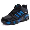 Fashionable black and blue outdoor athletic running shoes with air cushion sole - 35 / Fleece Lined / Black Blue