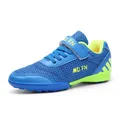 Chaussures de football pour enfants en mesh bleu et vert pour l'entraînement sportif - 32 / Bleu clair