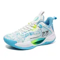 Breathable low-top basketball shoes for men and women in stylish blue and white mesh design - 36 / South Beach