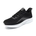 Breathable flyknit running shoes for men and women in black and white main view - 36 / Black and White