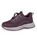 Purple breathable mesh walking shoes with elastic quick-lace toggles for outdoor use - 35 / Walking Shoe (C3899) / Women's Eggplant Red