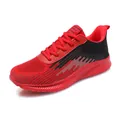 Vibrant red and black breathable knitted athletic running shoes for men and women - 36 / Red