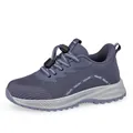 Blue mesh athletic walking shoes for men and women with slip-on toggle laces - 35 / Walking Shoe (C3899) / Lilac Purple (Women)