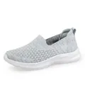 Breathable light grey mesh slip-on sneakers for women lightweight walking shoes - 35 / Gray