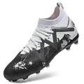 Schwarz-weiße High-Top-Fußballschuhe mit Spritzmuster und AG-Nocken für Kinder. - 34 / Schwarz Lange Stollen