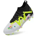 High-Top-Fußballschuhe mit Farbspritzern und AG/FG-Stollen für festen Untergrund - 34 / Weiß Lange Stollen