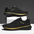 Stylish breathable black knit running shoes featuring elegant gold 'Fashion' side accents - 38 / Black & Gold