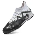 Professional black and white TF turf soccer shoes with artistic paint-splatter graphics - Black Turf