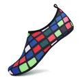 Side view detail of slip-on water shoes with colorful geometric grid pattern - 40/41 / Colorful Mosaic Pattern (k22)
