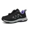 Breathable black mesh walking shoes with purple lining and quick-lace system - 35 / Purple