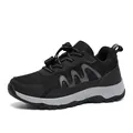 A2516 outdoor walking shoes for men and women with breathable mesh and toggle laces - 38 / Black