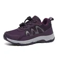 Purple breathable mesh outdoor walking shoes for men and women with speed laces - 35 / Rose Red