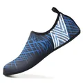 Lightweight blue and black patterned quick-dry water shoes with breathable stretch mesh upper - 40/41 / Blue and Black Geometric Line Pattern (k24)