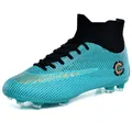 Türkise High-Top Fußballschuhe für Jugendliche und Erwachsene, Profi-Trainingsschuhe. - 36 / Lange Stollen (FG) / Tiffany-Grün