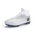 Botas de fútbol de caña alta blancas con motivos dorados y tacos para entrenamiento deportivo - 36 / Tacos Largos (FG) / Blanco