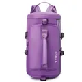 Versatile purple multi-functional travel backpack and sports gym bag for dry wet separation - Purple
