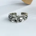 Vintage silver Venus half-face open ring for men in exaggerated style - Adjustable Open / Antique Silver
