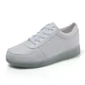 Unisex white low-top LED light-up sneakers with USB charging and luminous sole design - 38 / 11 Modes Luminous Style / White
